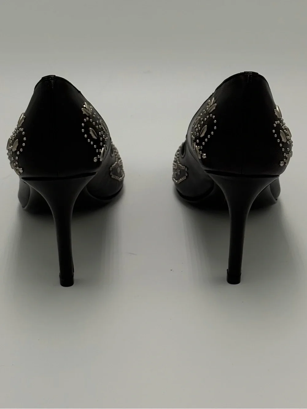 Studded Black Pointed-Toe Pumps